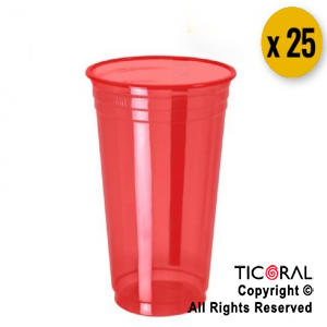 VASO NEON FLUO 300CC ROJO VERMELHO COPOBRAS x 25 unid